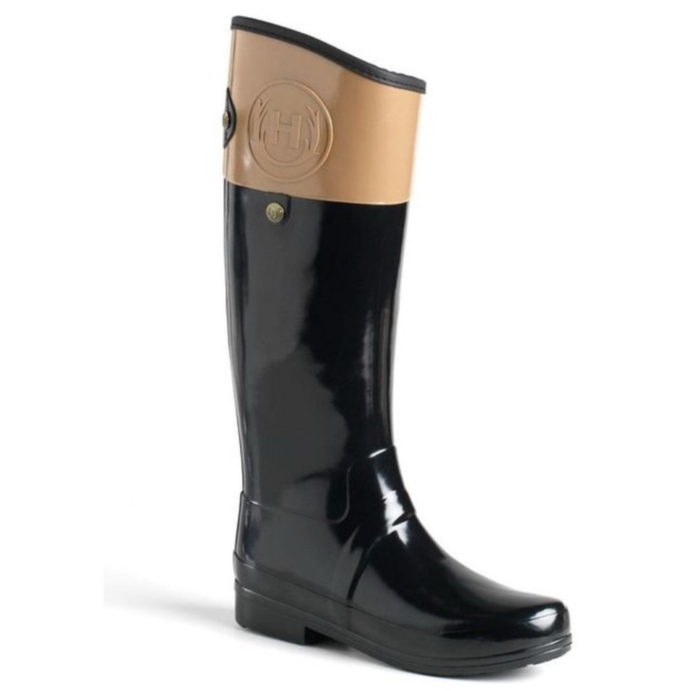 Hunter Regent Carlyle Black and Tan Women's Rain Boots